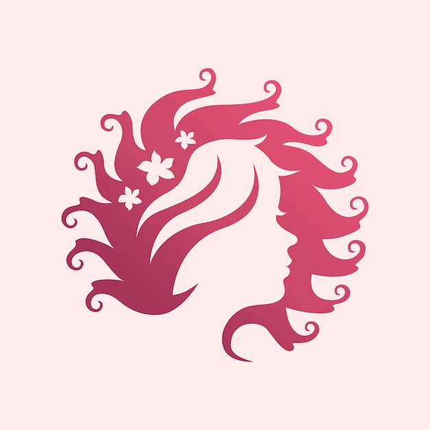 Woman silhouette logo heart flower isolated face logo