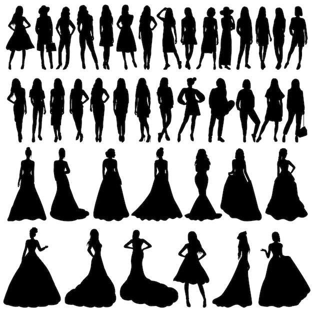 Woman silhouette set on white background isolated vector