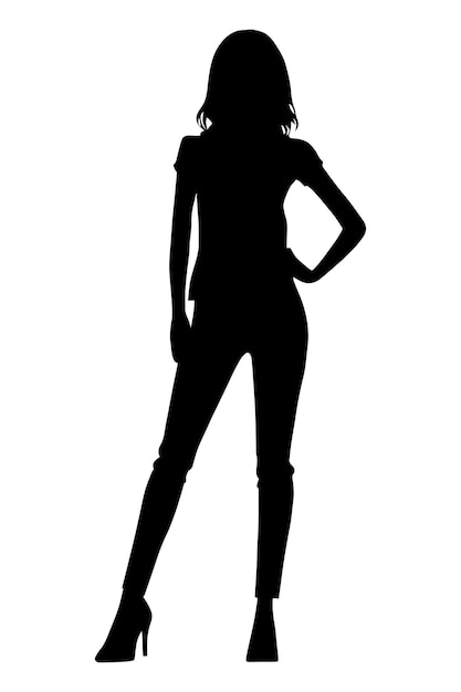 Woman silhouette wearing casual clothes isolated on white background