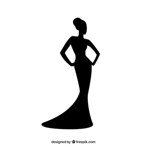 Woman silhouette with elegant dress