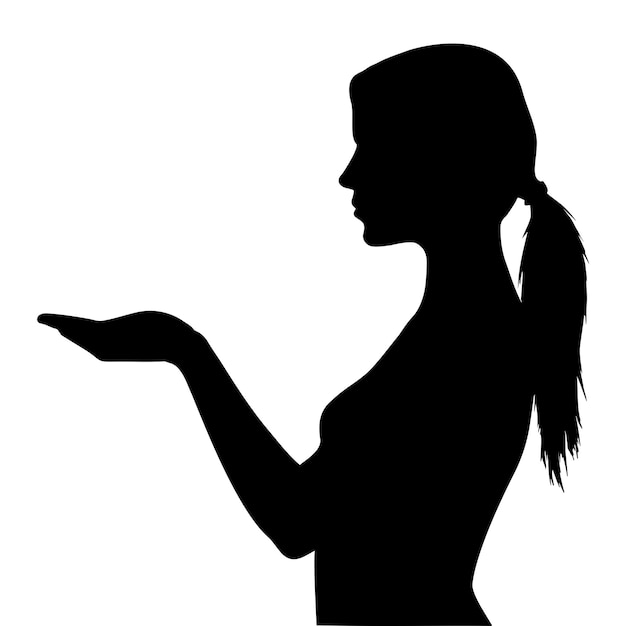 Woman silhouette with empty hand holding gesture Vector illustration