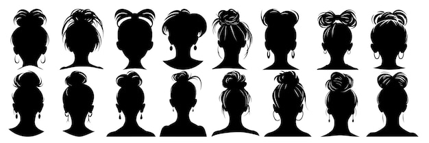 Woman silhouettes set large pack of vector silhouette design isolated white background