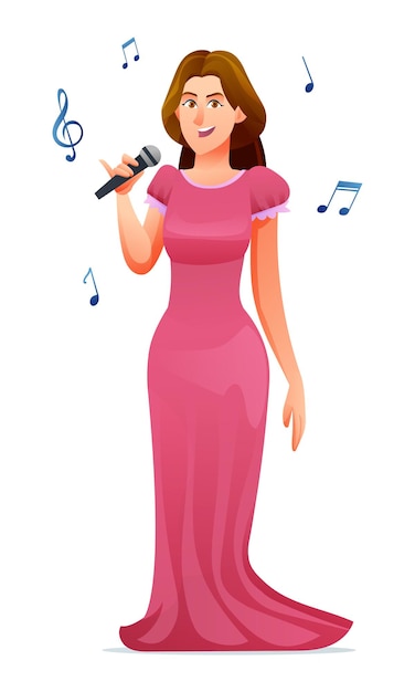 Illustrazione del personaggio dei cartoni animati del cantante della donna