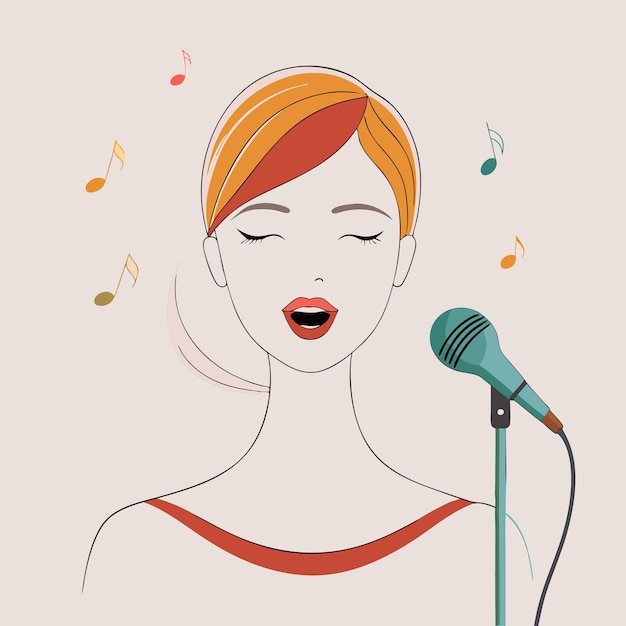 a woman singing into a microphone with the words quot pop quot on the side