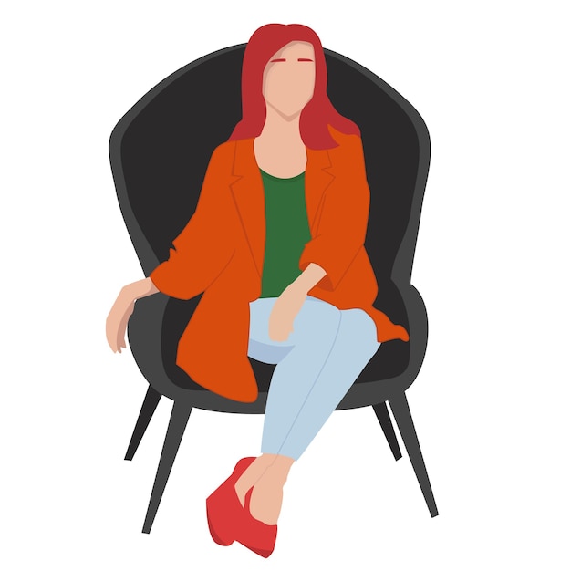 Vector a woman sits on a chair vector illustration