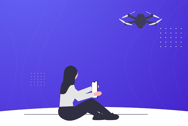 a woman sits on the floor and looks at a flying object