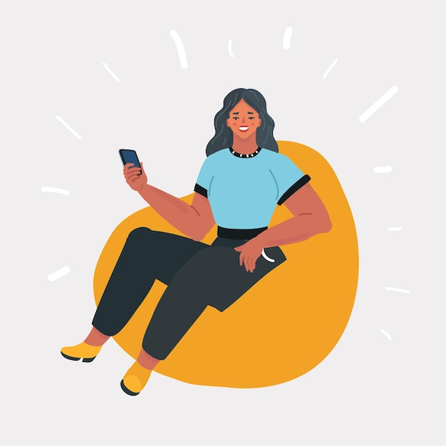 Vector woman sitting on beanbag chair