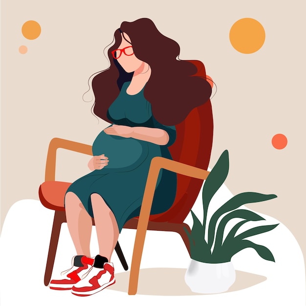 a woman sitting in a chair with a plant in the background.