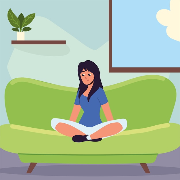 Woman sitting on couch