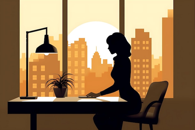 Woman Sitting at Desk