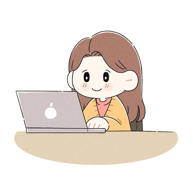 a woman sitting at her desk on a laptop