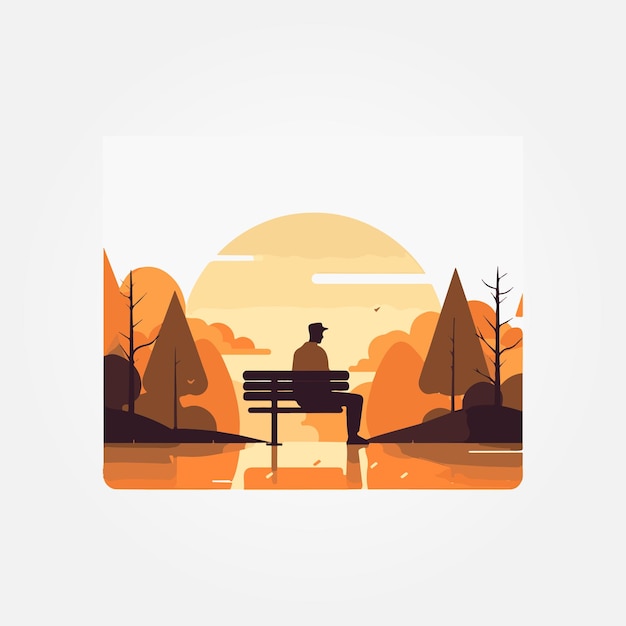 Vector woman sitting meditating by the lake