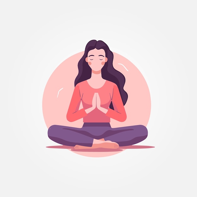 Woman sitting meditating vector illustration