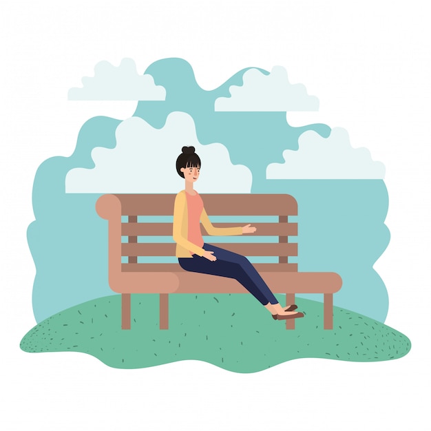 Woman sitting in park chair avatar character