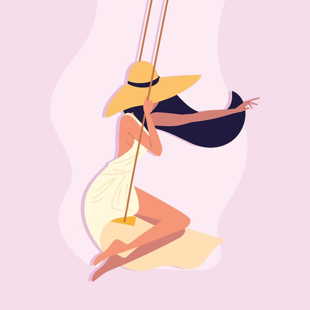 Woman sitting in a swing