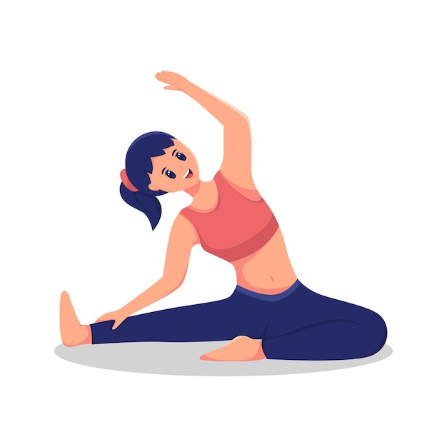 Vector woman sitting with yoga pose character design