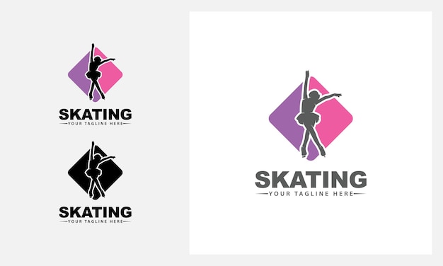 Woman skating logo design