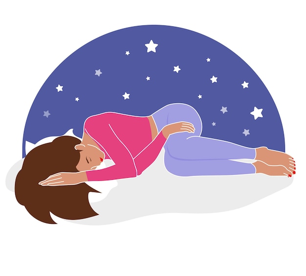 Vector woman sleep doing sweat dreams