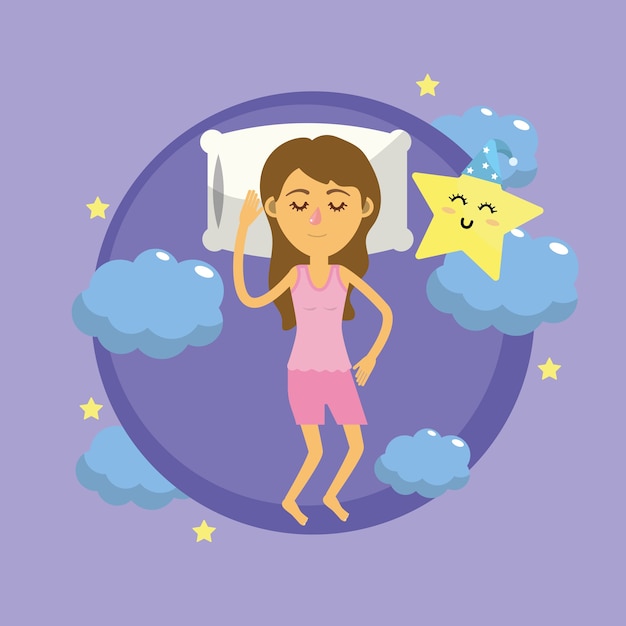 Vector woman sleeping and taking good night