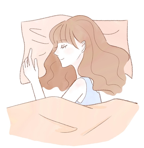 よく眠っている女性。白い背景に。