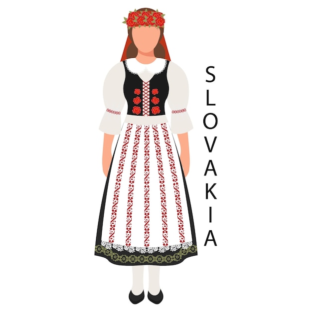 Vector woman in slovak folk costume culture and traditions of slovakia illustration vector