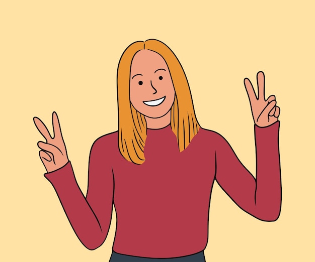 Woman smiling and looking happy illustration