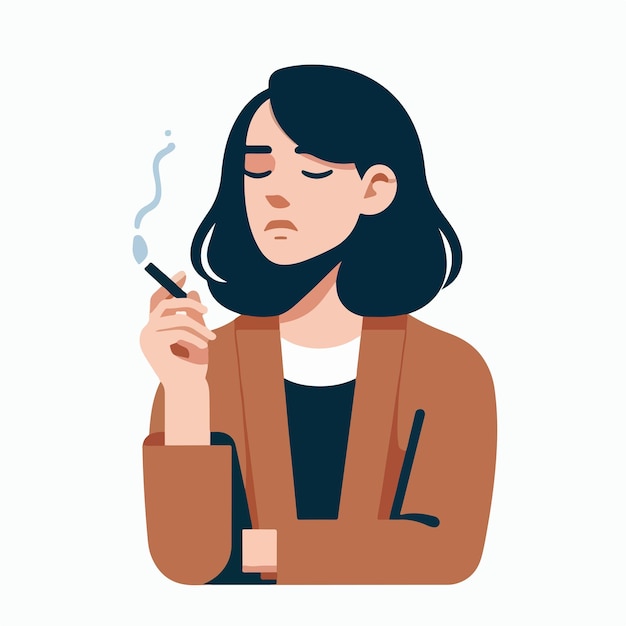 Vector woman smoking with flat design style