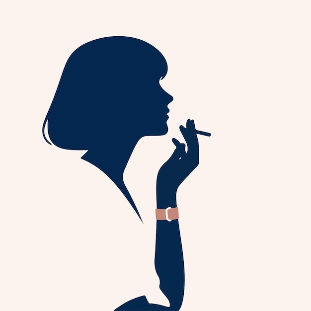 Vector woman smoking with flat design style