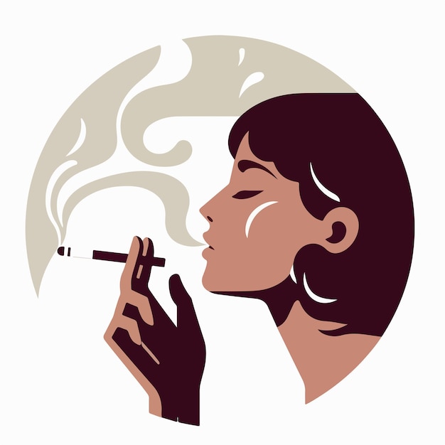 Vector woman smoking with flat design style