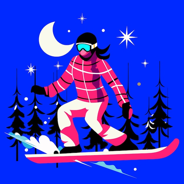 Woman snowboarding