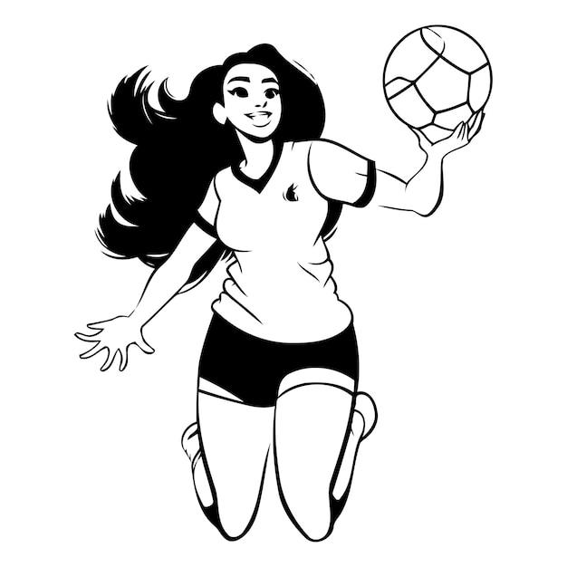 Vector woman soccer player with ball vector illustration graphic design vector illustration graphic design