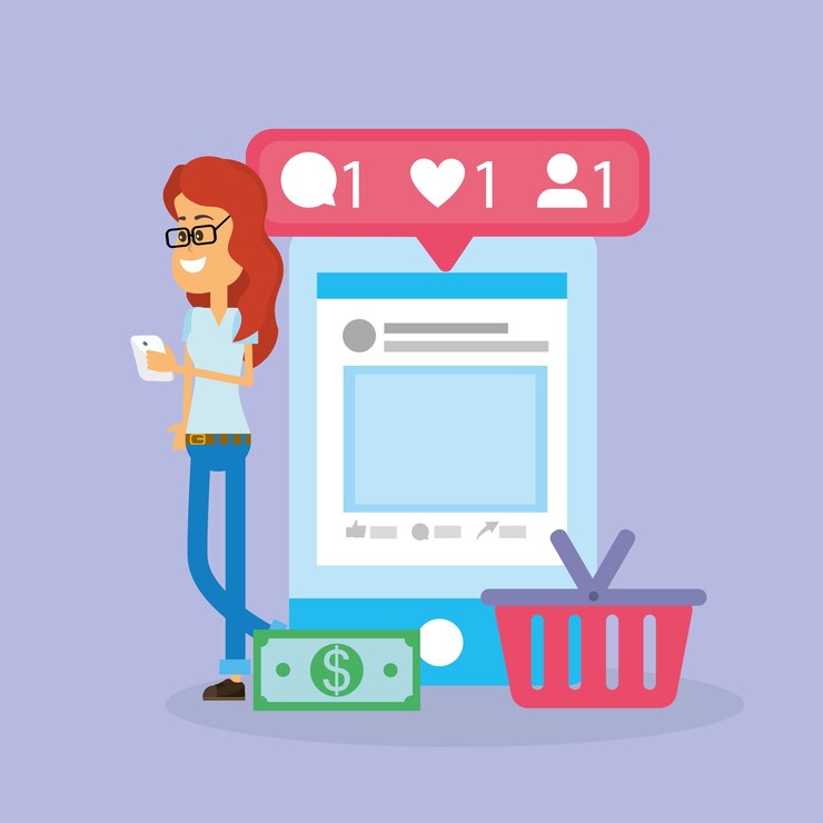 Vector woman on social networks