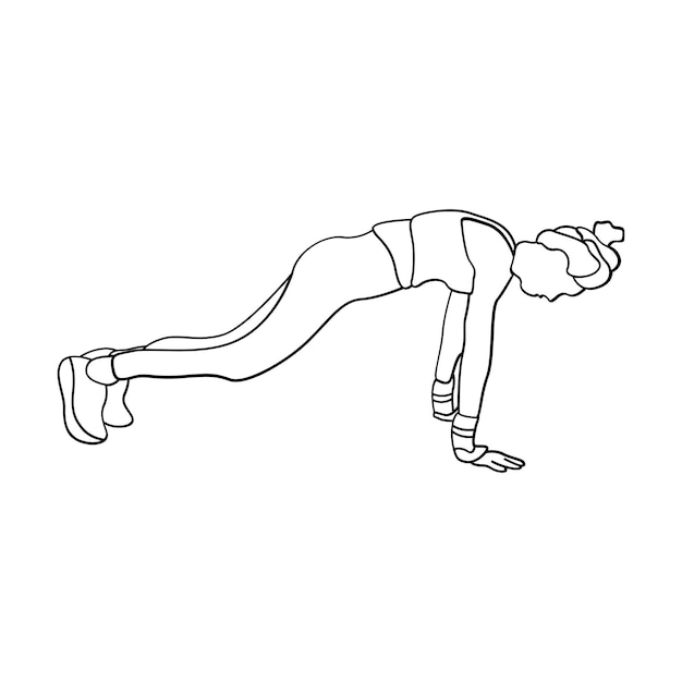 Woman sport activities yoga line art style