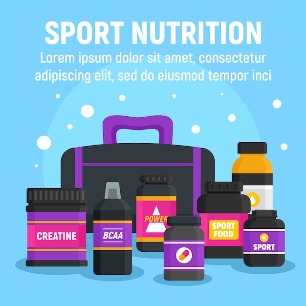 Woman sport nutrition template, flat style