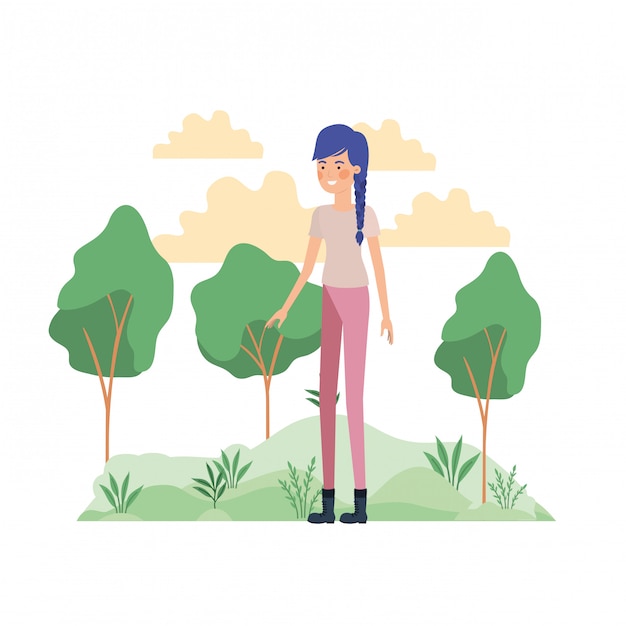 Woman standing in landscape avatar character