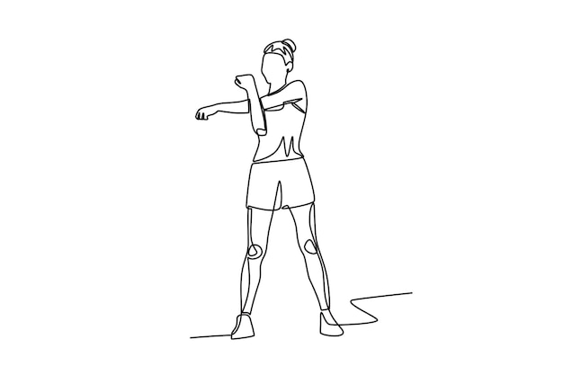 woman streching concept oneline drawing