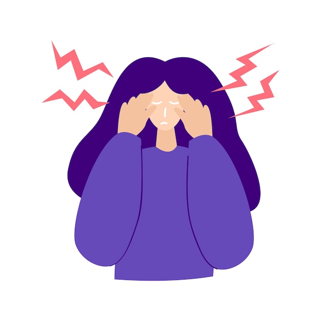 Vector woman stressed isolated