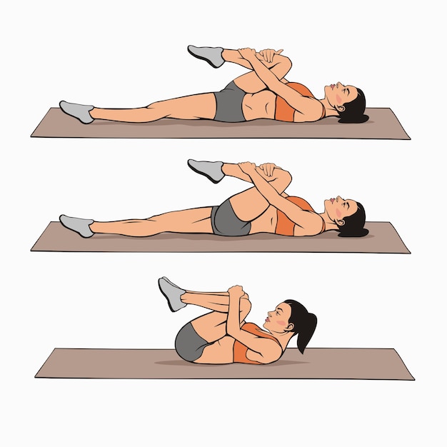 Woman stretching lying back image