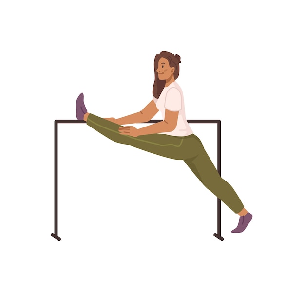 Vector woman stretching workout doing exercises