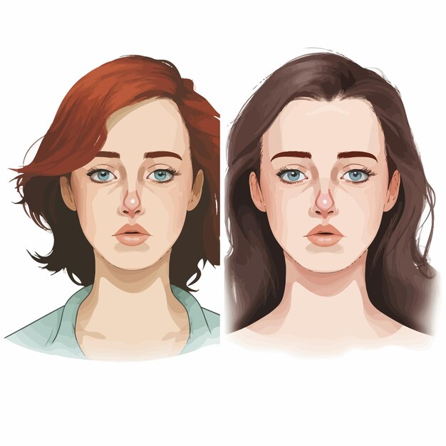 Vector woman_suffering_from_dullness_before_and_after