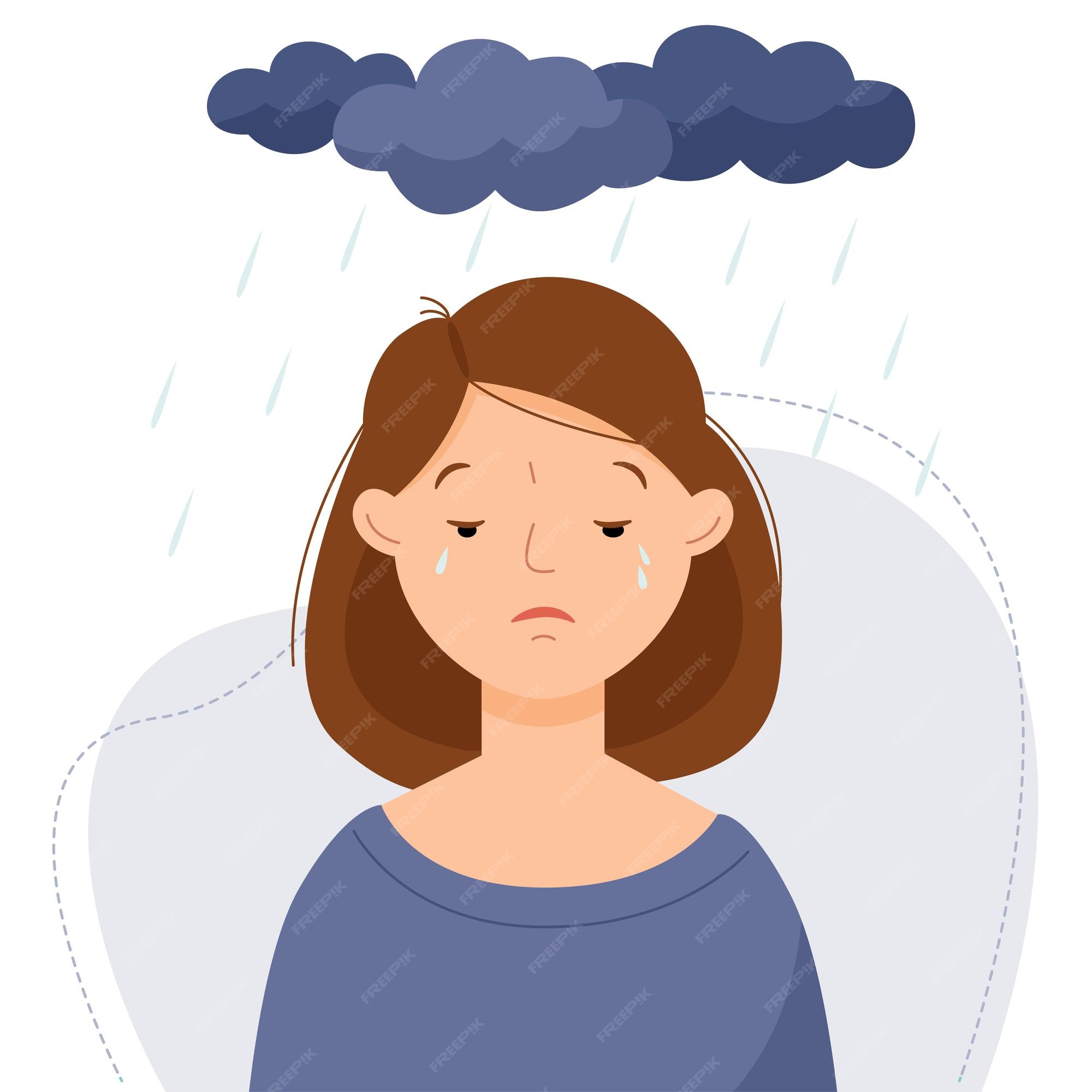 Premium Vector | Woman suffering from sadness, upset and depression ...