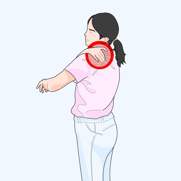 肩の痛み、腕の捻挫に苦しむ女性