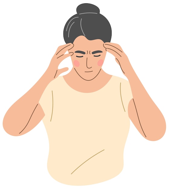 the woman suffers from a headache