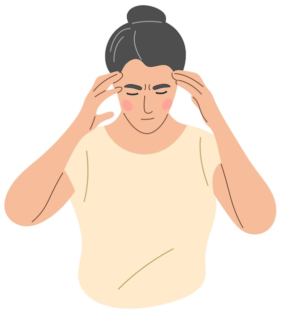 The woman suffers from a headache