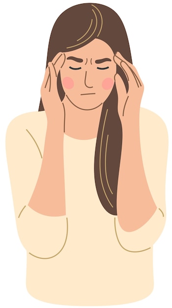 女性は頭痛に苦しんでいます
