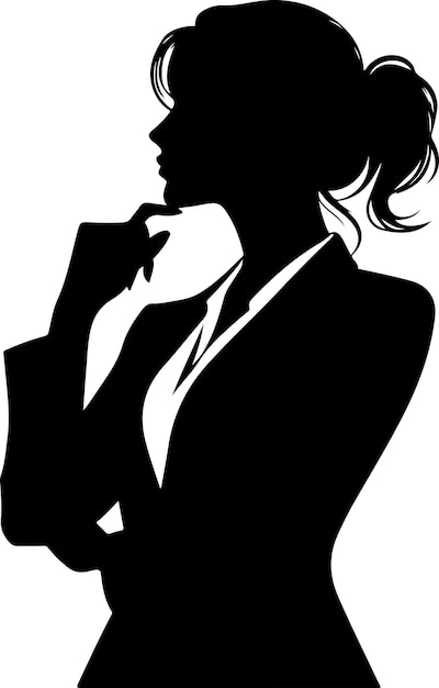 woman in suit thinking pose vector silhouette 6