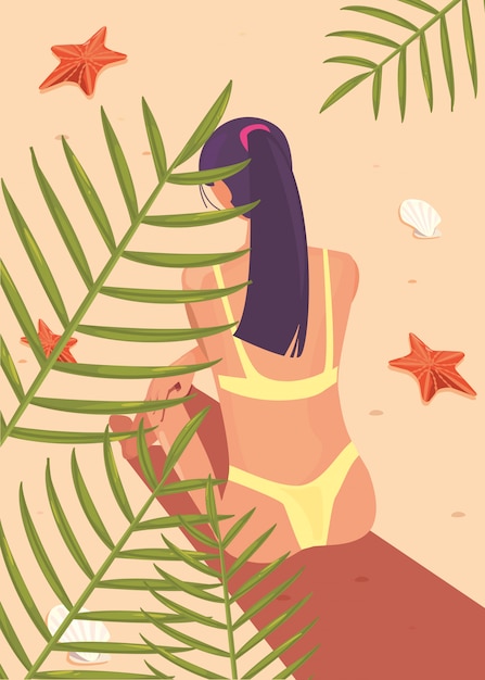 Vector woman summer time vacations