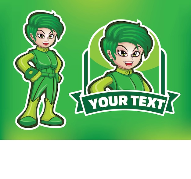 Woman super hero mascot logo