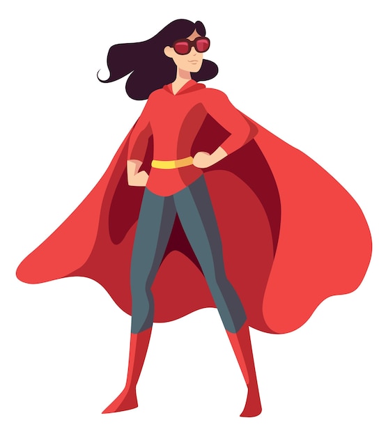 Woman superhero silhouette Female power concept vector comic warrior super hero girl in red cloak