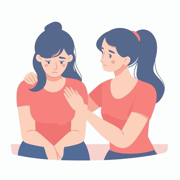 woman support each other vector illustrations on white background